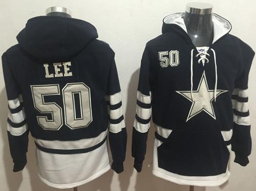 Nike Cowboys #50 Sean Lee Navy Blue/White Name & Number Pullover NFL Hoodie